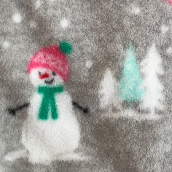 CARTER’S Fleece Pajama Sleeper Snowman Christmas Size 18 Months Gray Pink NWT - Picture 8 of 12